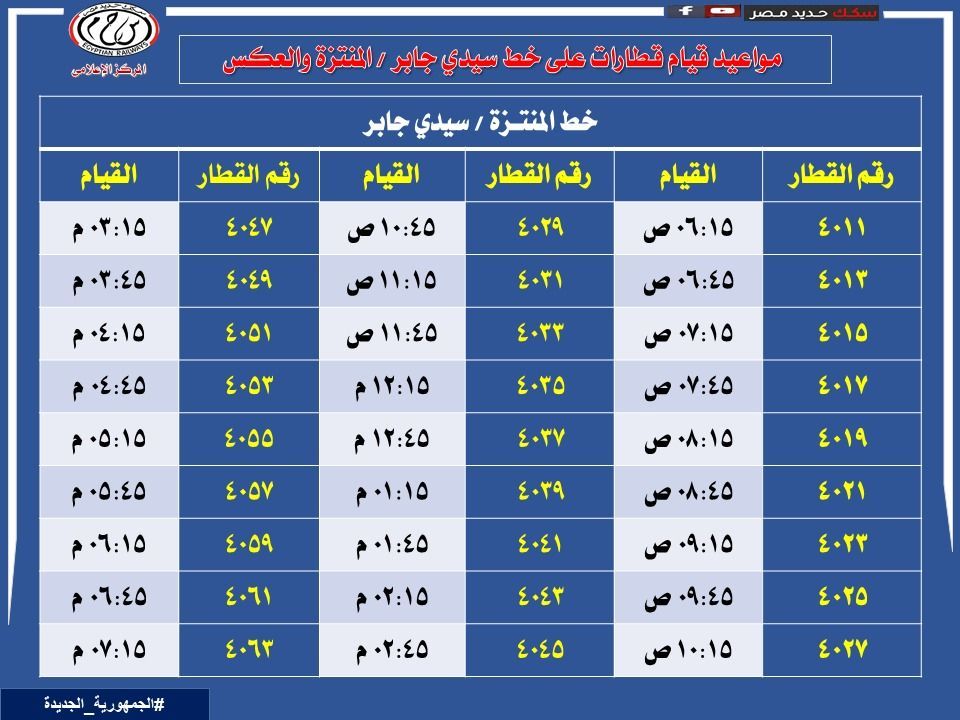 مواعيد القطارات بالاسكندرية (4) مواعيد القطارات بالاسكندرية (4)