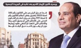 الرئيس
      السيسى
      يصدّق
      على
      قانون
      الإيجار
      القديم..
      إنفوجراف