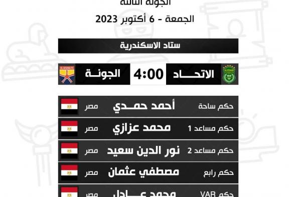 الدوري المصري، أحمد حمدي حكما للقاء الاتحاد والجونة وفرحان لـ فاركو وسيراميكاالخميس 05/أكتوبر/2023 - 10:48 م
أعلنت لجنة الحكام الرئيسية باتحاد الكرة المصري، أسماء حكام مباراتي غد الجمعة، ضمن مواجهات الجولة الثالثة من مسابقة الدوري المصري الممتاز