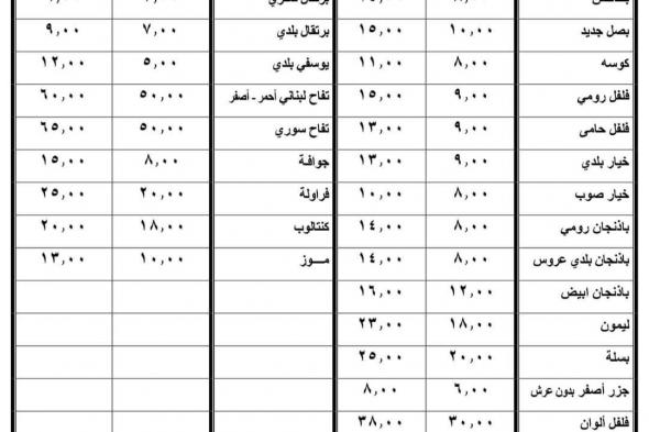 تعرف على أسعار الخضراوات والفواكه غدا في سوق الجملة بأكتوبرالسبت 17/فبراير/2024 - 10:29 م
ترصد فيتو أسعار الخضراوات والفواكه بسوق الجملة بالسادس من أكتوبر غدا الأحد وهي كالتالي.. تكليفات محافظ الجيزة ووجه محافظ الجيزة رئيس سوق الجملة باستمرار حملات المتابعة لمراقبة حركة البيع والشراء بالسوق والمنافذ، والتأكد من توافر كافة السلع بشكل دائم وبيعها للجمهور بالأسعار المعلنة دون أية زيادات
